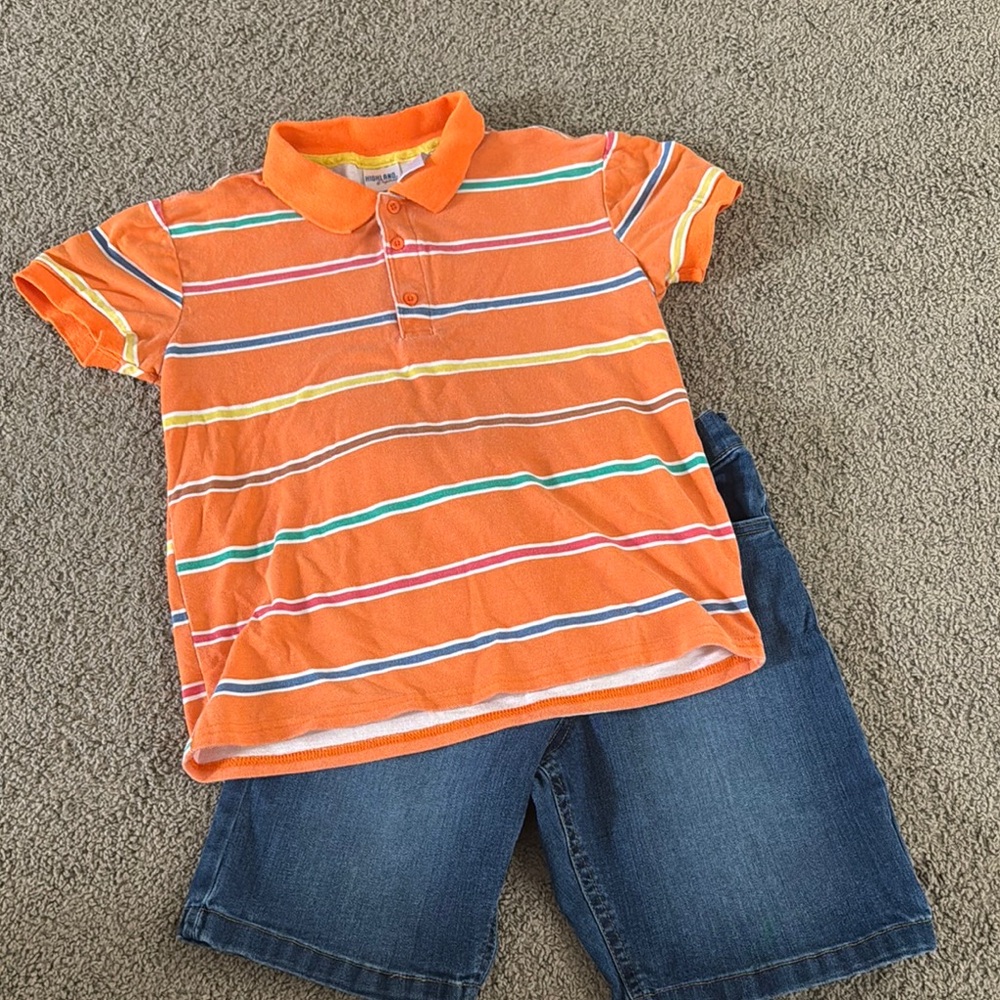 Orange Striped Kids Polo Shirt